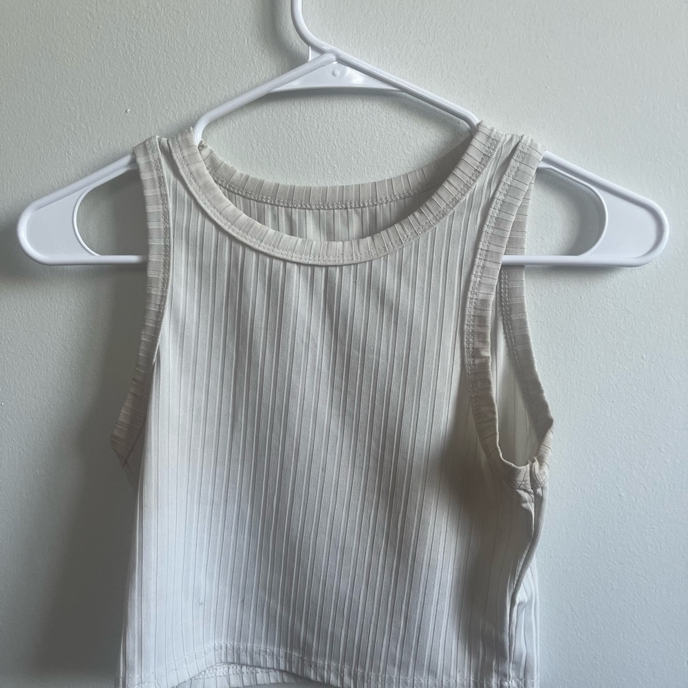 SHEIN Ribbed Sleeveless Tank Top - Cream